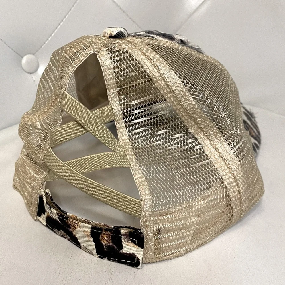 NWOT Leopard Mesh Baseball Cap/Hat Strappy Back